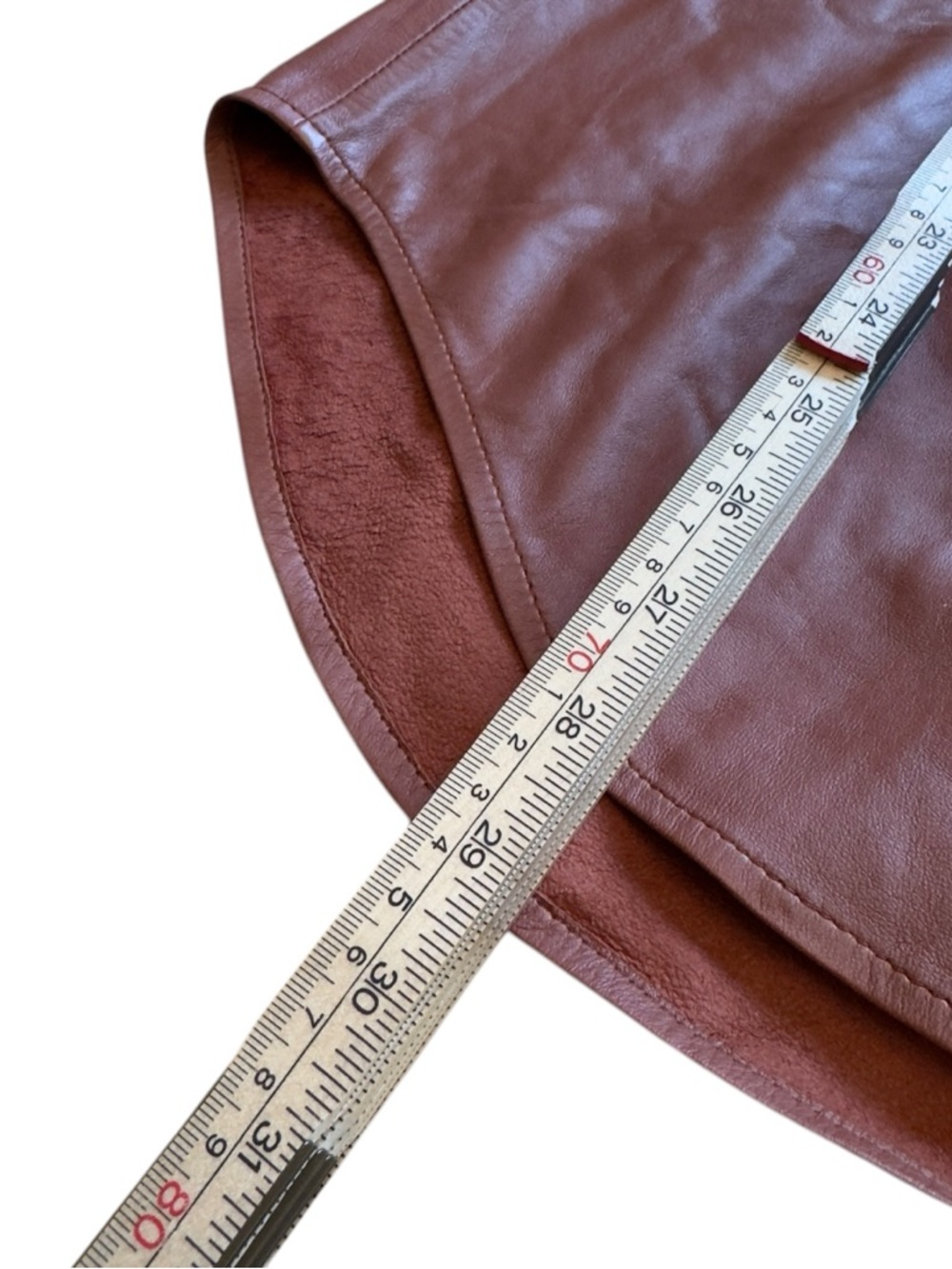 SPRWMN Brown Leather Snap Front Shirt Genuine Leather Small Quiet Luxury STAINED - Picture 15 of 16